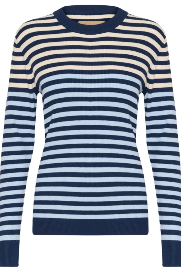 Culture CUAnnemette Rib Pullover Light Blue/Navy- Strick & Cardigans