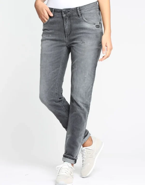 Gang 94Amelie Relaxed Fit Jeans Grey Soft Destroy- Jeans