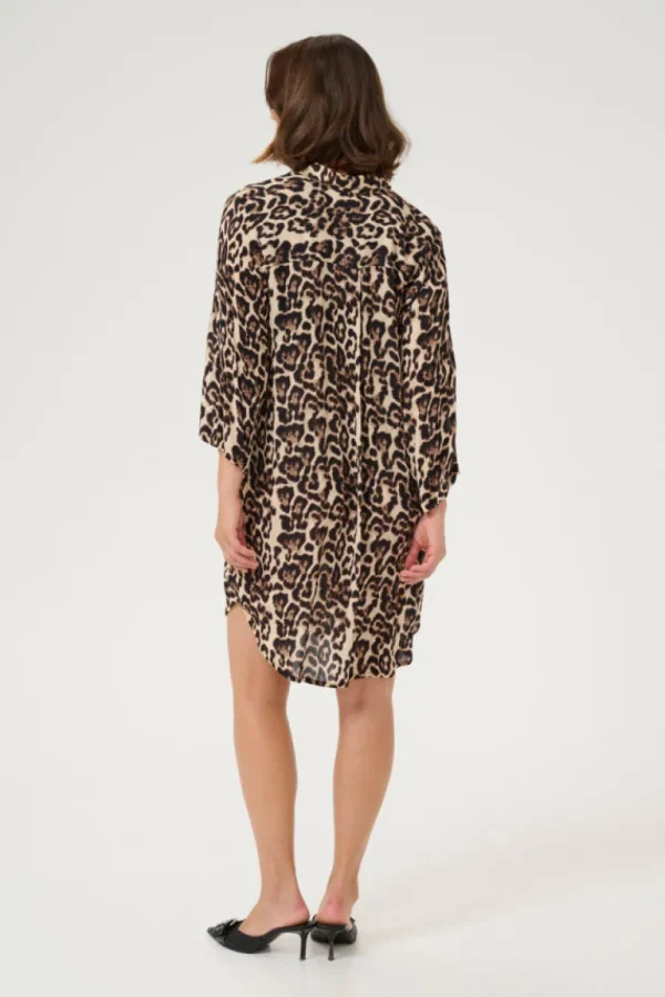 Kaffee KAHildur Amber Shirt Dress Natural Leopard- Kleider