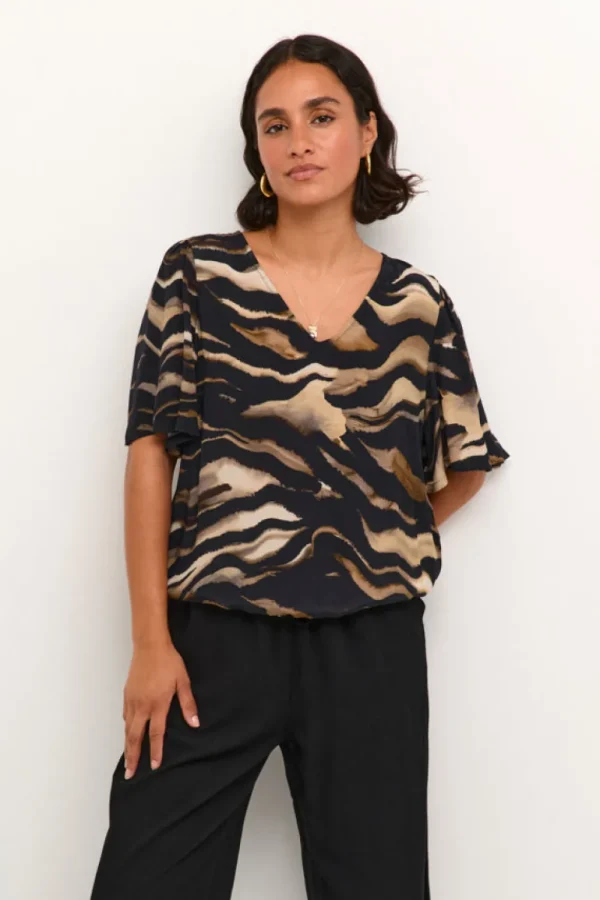 Kaffee KALaila Blouse Brown Tiger Print- Shirts & Blusen