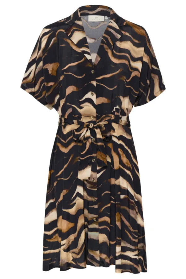 Kaffee KALaila Dress Black/Brown Tiger- Kleider