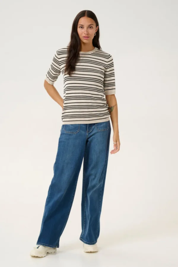 Kaffee KALizza Striped Knit Feather Gray- Strick & Cardigans