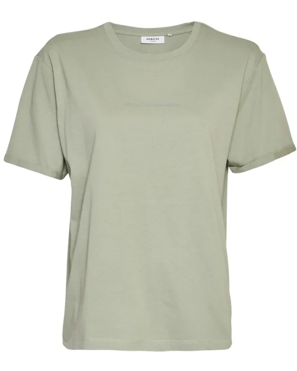 MSCH Terina Organic Small Logo Tee Green M Green M- T-shirts & Tops