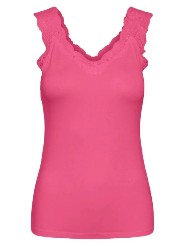 Pieces PCBarbera Lace Top Hot Pink- T-shirts & Tops