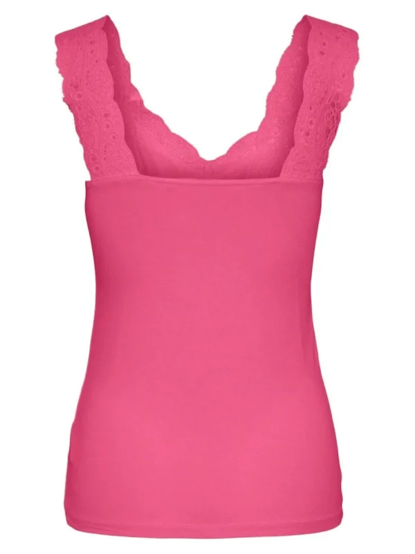 Pieces PCBarbera Lace Top Hot Pink- T-shirts & Tops