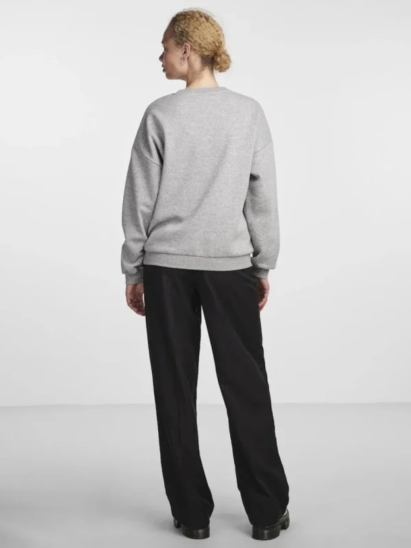Pieces PCFreya LS Oversize Sweat Grey Melange- Sweatshirts & Hoodies