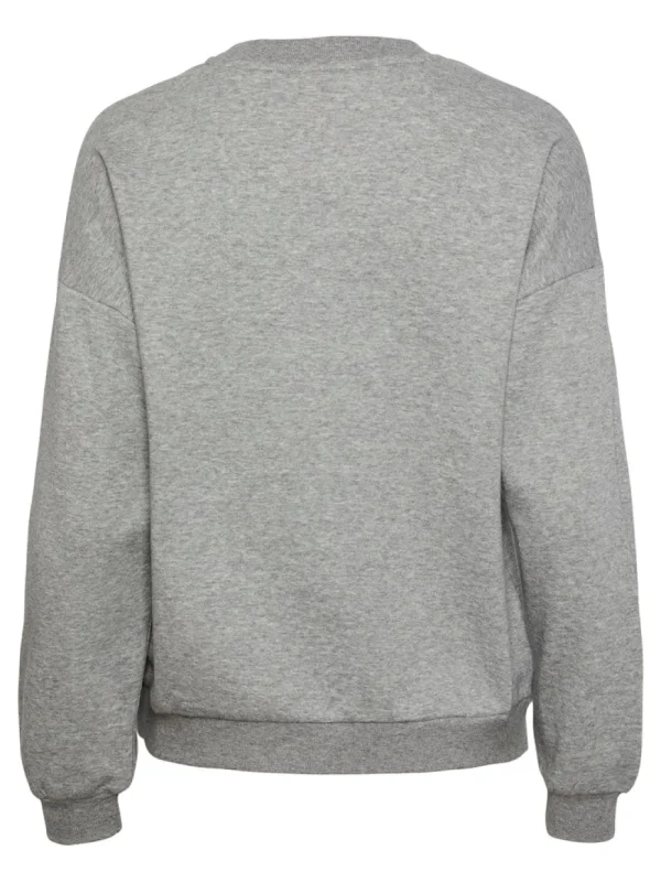 Pieces PCFreya LS Oversize Sweat Grey Melange- Sweatshirts & Hoodies
