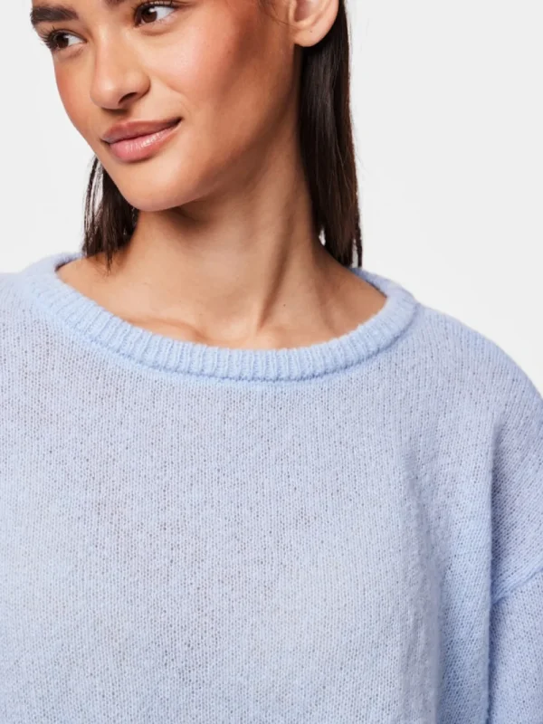 Pieces PCIda LS O-Neck Knit Cashmere Blue- Strick & Cardigans