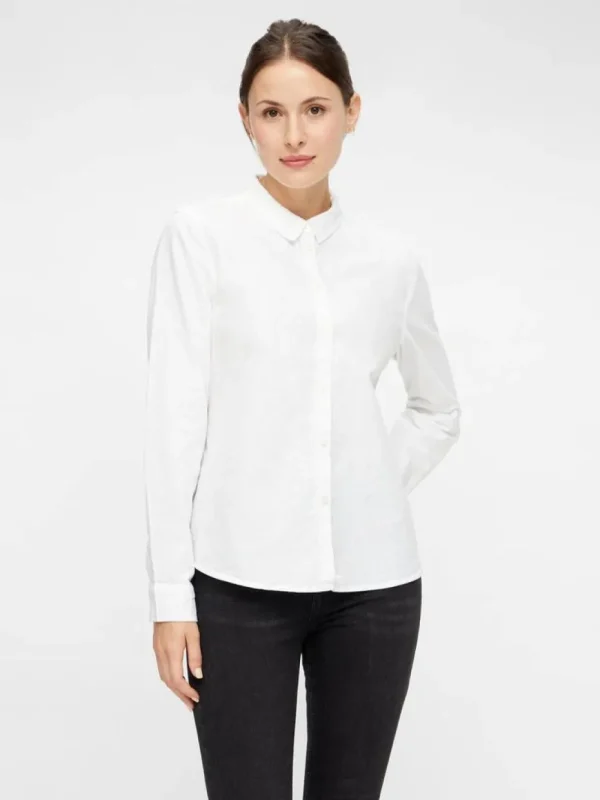 Pieces PCIrena LS Oxford Shirt Bright White- Shirts & Blusen