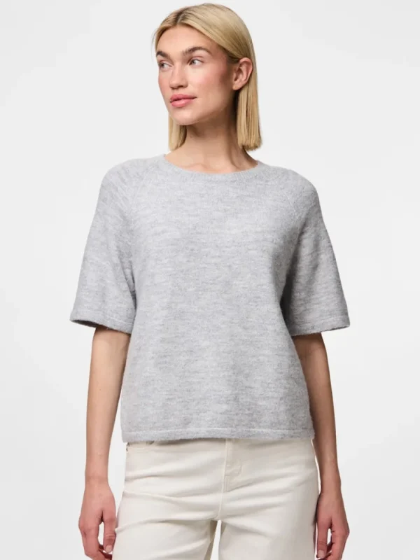 Pieces PCMikela SS O-Neck Knit LGM- Strick & Cardigans