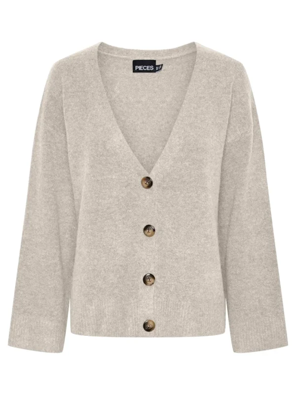 Pieces PCNuna LS V-Neck Knit Cardigan Silver Gray- Strick & Cardigans