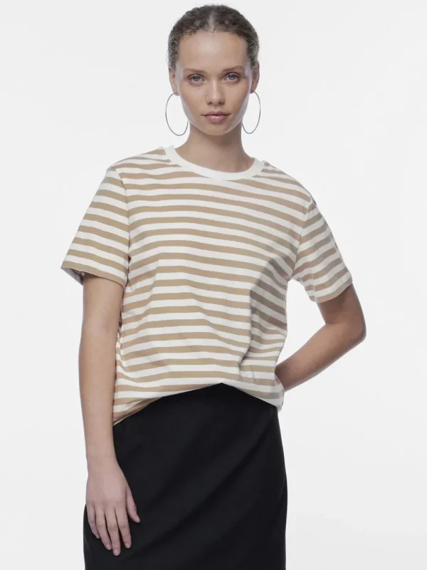 Pieces PCRia SS Tee Stripes Silver Mink- T-shirts & Tops
