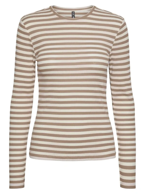 Pieces PCRuka LS Top Silver Mink/Cloud Dancer- Shirts & Blusen