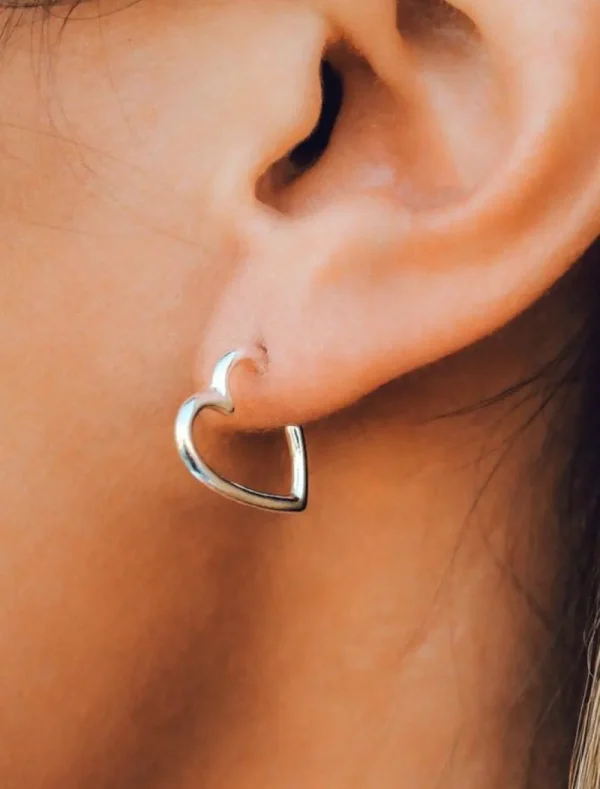 Puravida PVHeart Hoop Earrings Silver- Schmuck