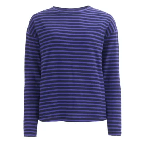 People Wear Organic PWO Langarm-Shirt Gots Baluviolett geringelt- Shirts & Blusen