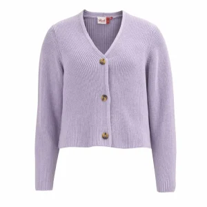 People Wear Organic PWO Rippstrickjacke Gots Flieder Melange- Strick & Cardigans