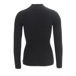 People Wear Organic PWO Rippstrickpullover Stehkragen GOTS schwarz- Strick & Cardigans