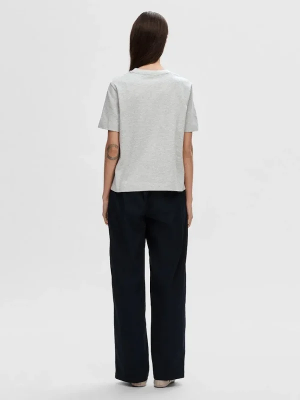 Selected Femme SLFEssential SS Boxy Tee Light Grey- T-shirts & Tops
