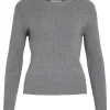 Vila VIComfy O-Neck L/S Knit Top Medium Grey- Strick & Cardigans