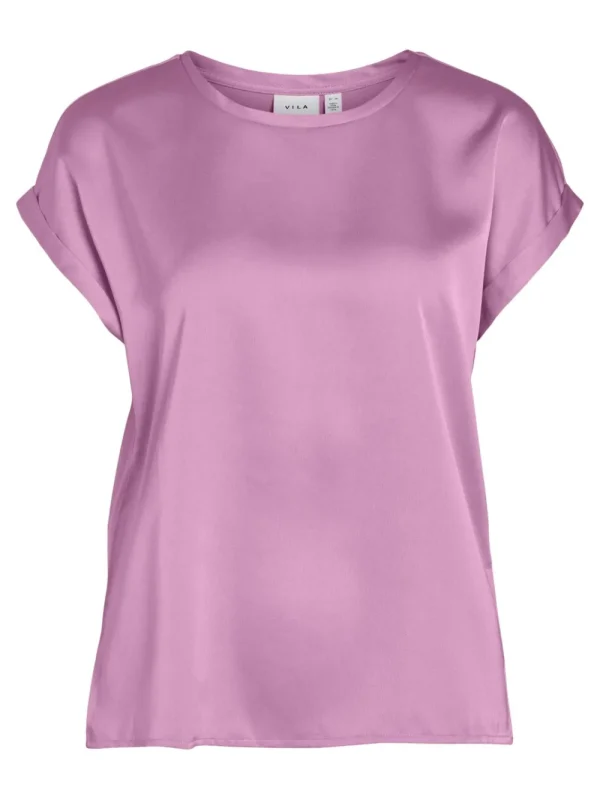 Vila VIEllette Satin Top Pastel Lavender- T-shirts & Tops
