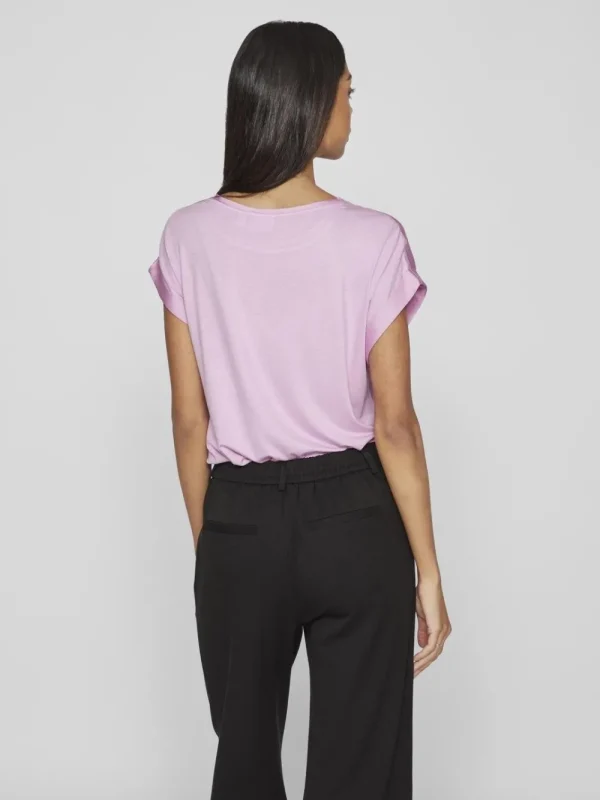 Vila VIEllette Satin Top Pastel Lavender- T-shirts & Tops