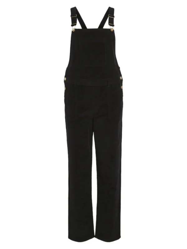 Vila VIFrost Corduroy Pocket Dungaree Black Beauty- Hosen