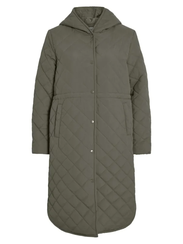 Vila VIGalia L/S Hooded Coat Dusty Olive- Mäntel & Jacken