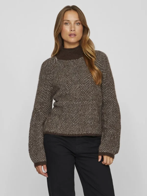 Vila VILory High Neck L/S Knit Top Coffee Bean- Strick & Cardigans