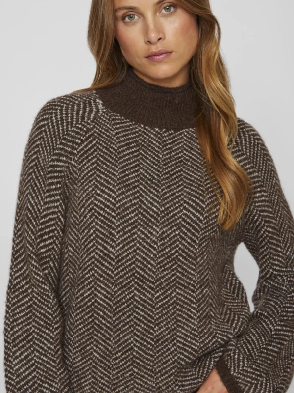 Vila VILory High Neck L/S Knit Top Coffee Bean- Strick & Cardigans