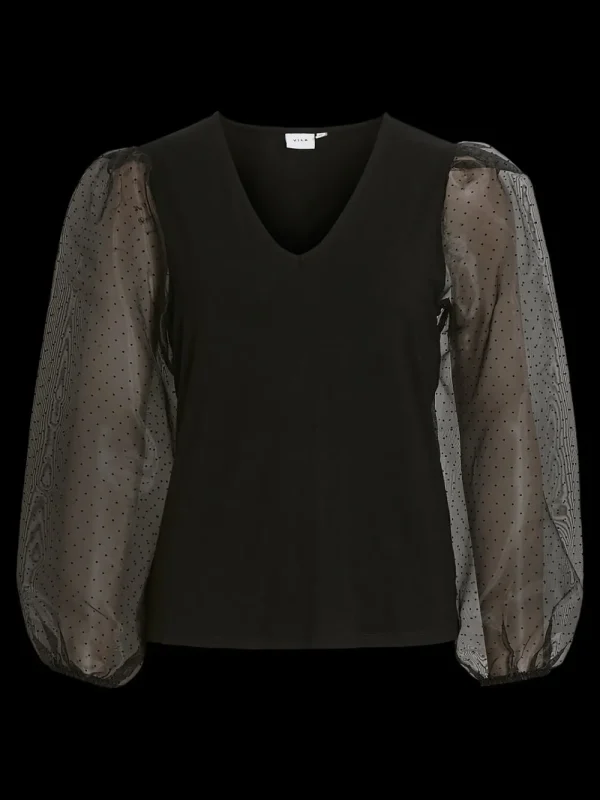 Vila VIMisanne V-Neck Top Black Beauty- Shirts & Blusen