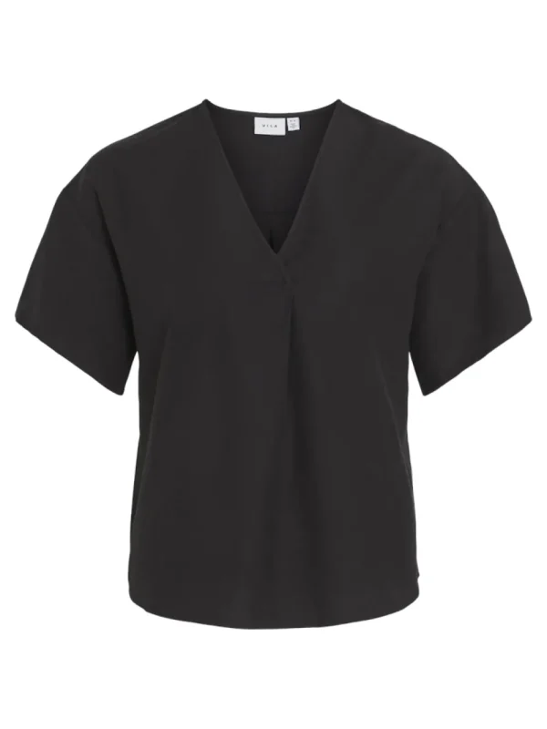 Vila VIPrisilla V-Neck Top Black Beauty- T-shirts & Tops