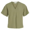 Vila VIPrisilla V-Neck Top Oil Green- T-shirts & Tops