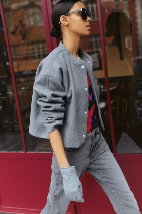 Vila VISolo L/S Short Jacket Medium Grey- Mäntel & Jacken