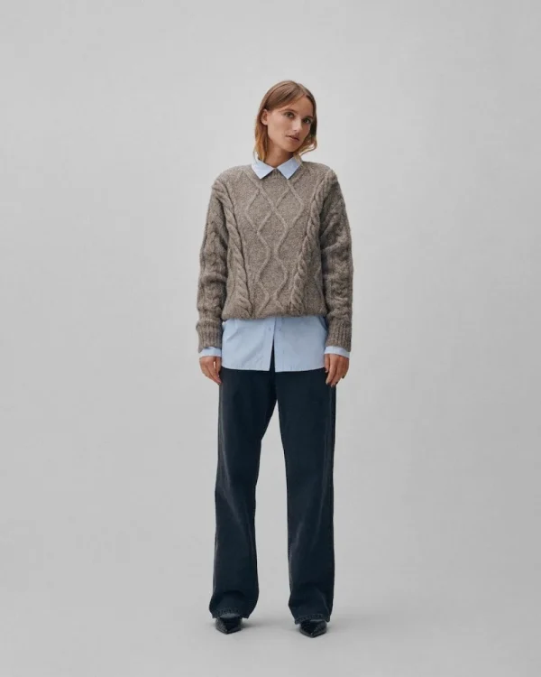 Vila VIToya O-Neck Cable Knit Top Dark Natural- Strick & Cardigans