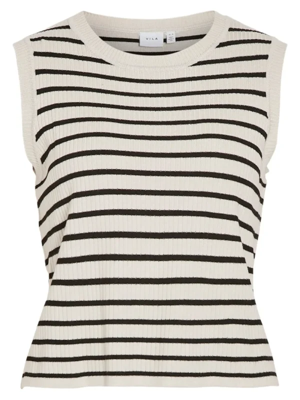 Vila VIZicha S/S O-Neck Knit Top Stipes- T-shirts & Tops