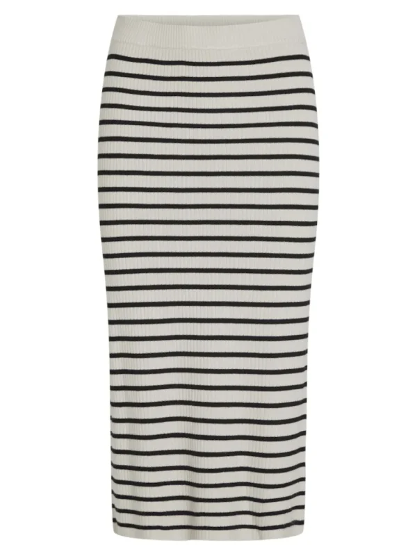 Vila VIZicha Striped Midi Knit Skirt Blck Stripes- Röcke