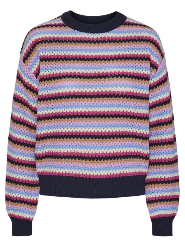 Yas Bela LS Knit Pullover Navy Blazer- Strick & Cardigans