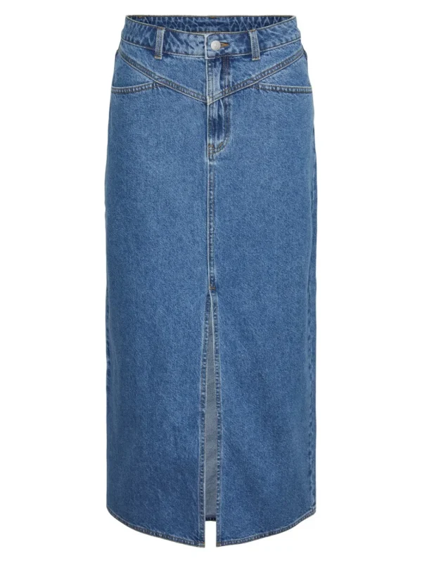 Yas Etty HMW Ankle Denim Skirt Medium Blue- Röcke