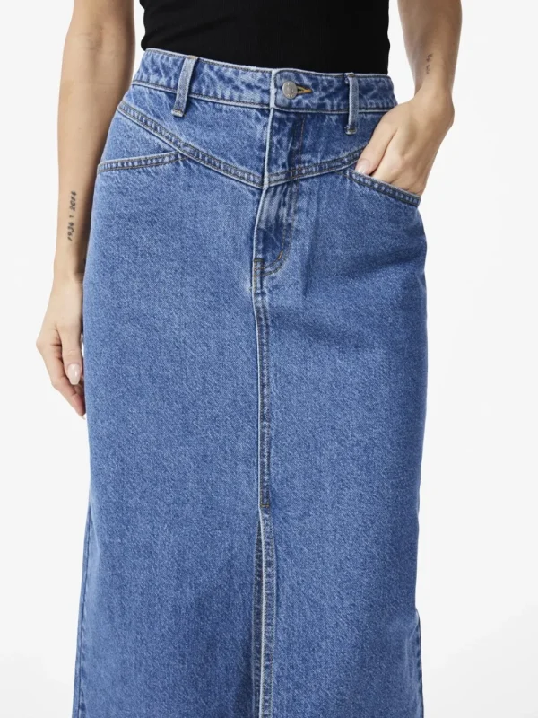 Yas Etty HMW Ankle Denim Skirt Medium Blue- Röcke