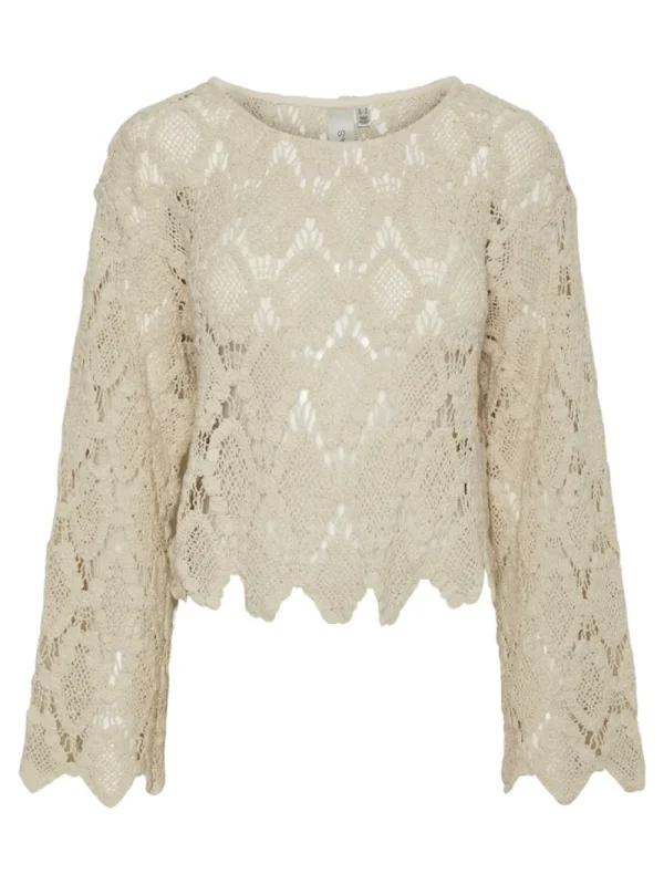 Yas Najaaraq LS Crochet Top- Strick & Cardigans
