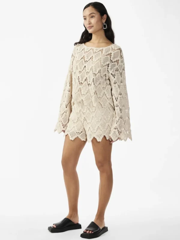 Yas Najaaraq LS Crochet Top- Strick & Cardigans