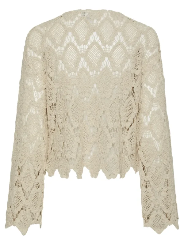 Yas Najaaraq LS Crochet Top- Strick & Cardigans